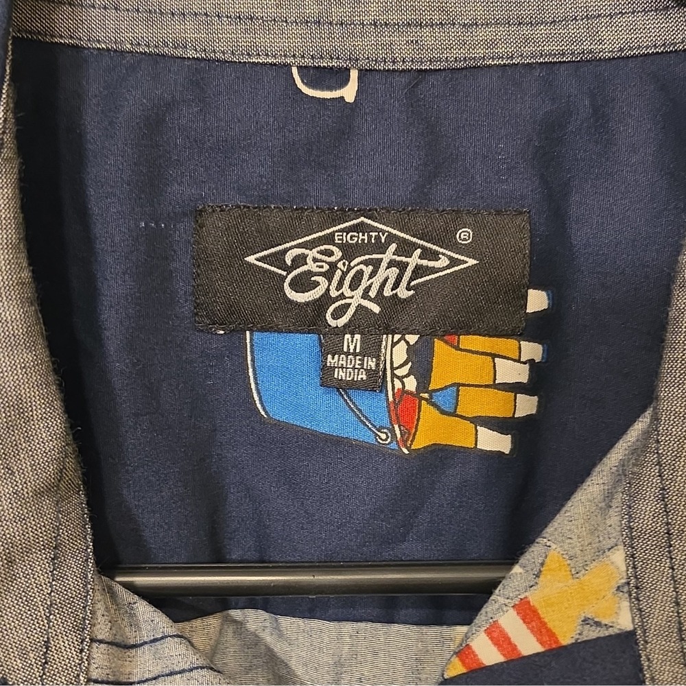 Eighty Eight Men's Woven Cotton SS Button-Up Graphic Print Spread Collar M #261 - Picture 6 of 9